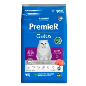 Ração Premier Ambientes Internos Gatos Adultos Pelos Longos Salmão
