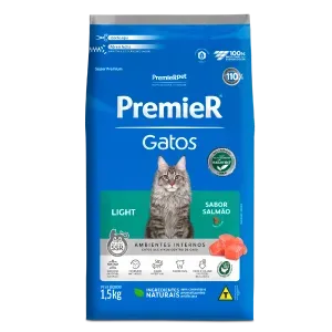 Ração Premier Ambientes Internos Light Gatos Adultos Salmão