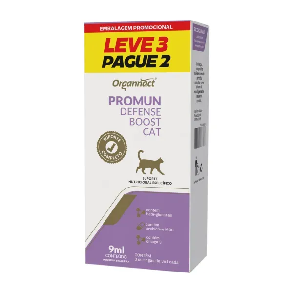 Suplemento Promun Defense Boost Cat Organnact Leve 3 Pague 2