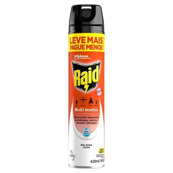 Inseticida Raid Aerossol Multi Base Água Leve Mais Pague Menos 420 ml