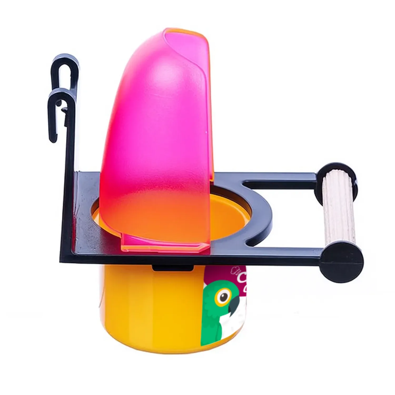 Comedouro-com-Poleiro-para-Passaros-Food-Clean-Animalissimo-Rosa-Detalhes