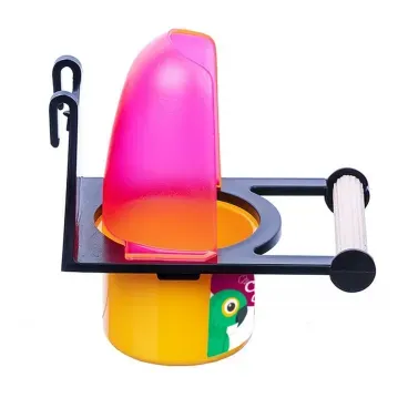 Comedouro-com-Poleiro-para-Passaros-Food-Clean-Animalissimo-Rosa-Detalhes