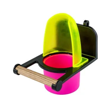 Comedouro-com-Poleiro-para-Passaros-Food-Clean-Animalissimo-Amarelo