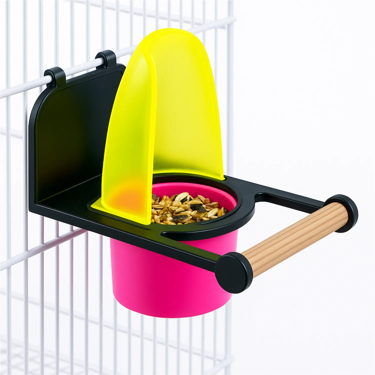Comedouro com Poleiro para Pássaros Food Clean Animalíssimo Laranja