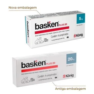 2-Vermifugo Basken Plus 20 Caes Medios e Gatos