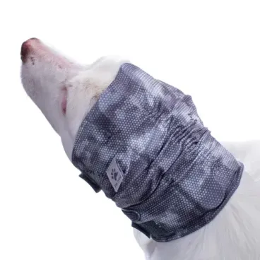 Protetor-para-Ouvidos-Oto-Calm-Protector-para-Caes-Pet-Med-Cinza-Com-pet-de-costas