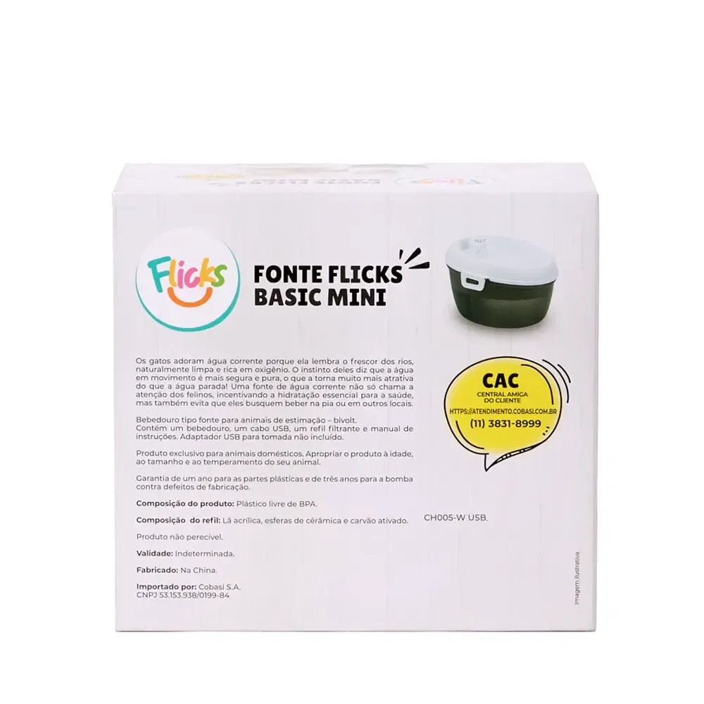 Bebedouro Fonte Basic Mini Bivolt Flicks Bebedouro Fonte Basic Mini Bivolt Flicks