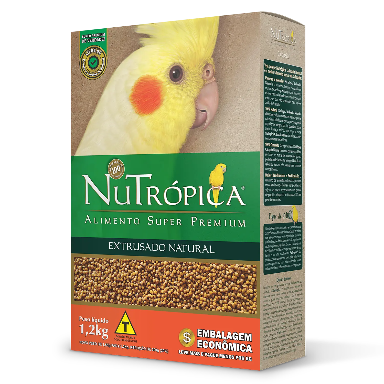 Ração Nutrópica Extrusado Natural para Calopsitas