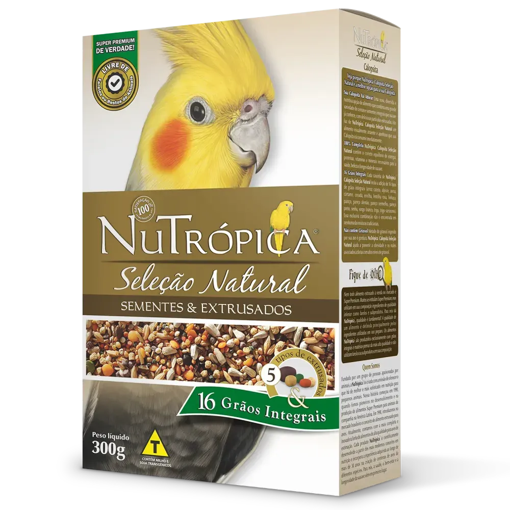 Ração Nutrópica Sementes e Extrusados Natural para Calopsitas