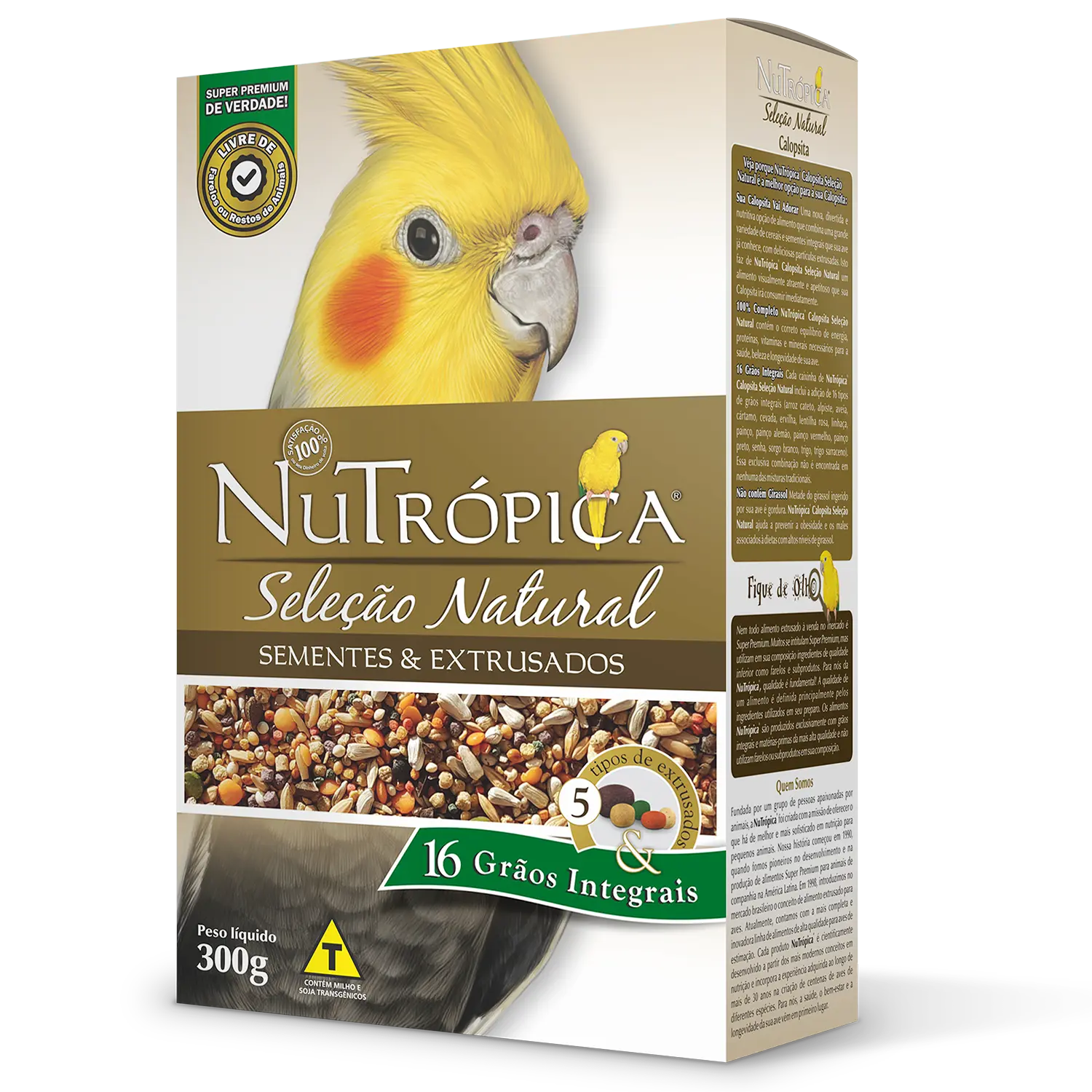 Racao-Nutropica-Sementes-e-Extrusados-Natural-para-Calopsitas-300g-foto-principal