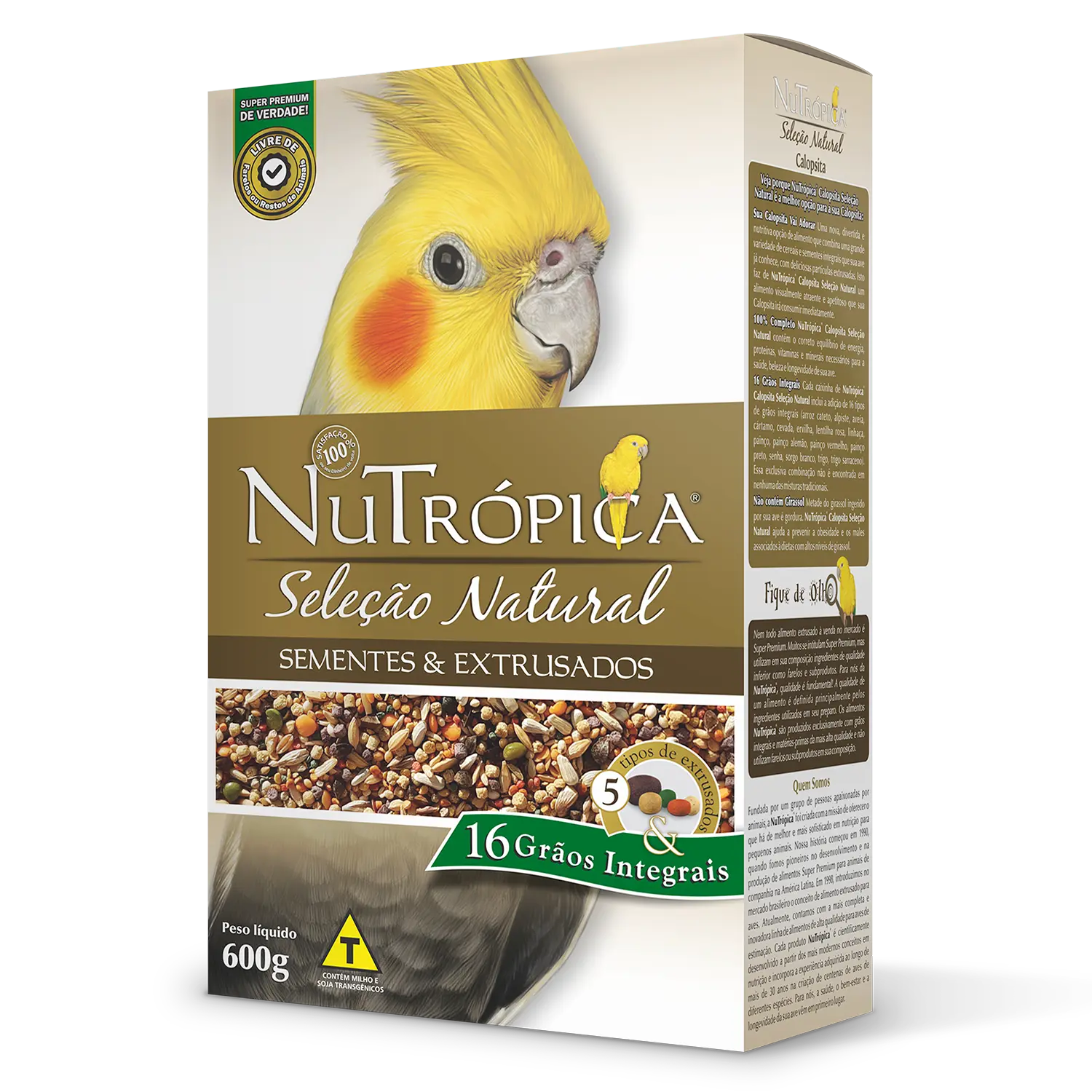 Ração Nutrópica Sementes e Extrusados Natural para Calopsitas