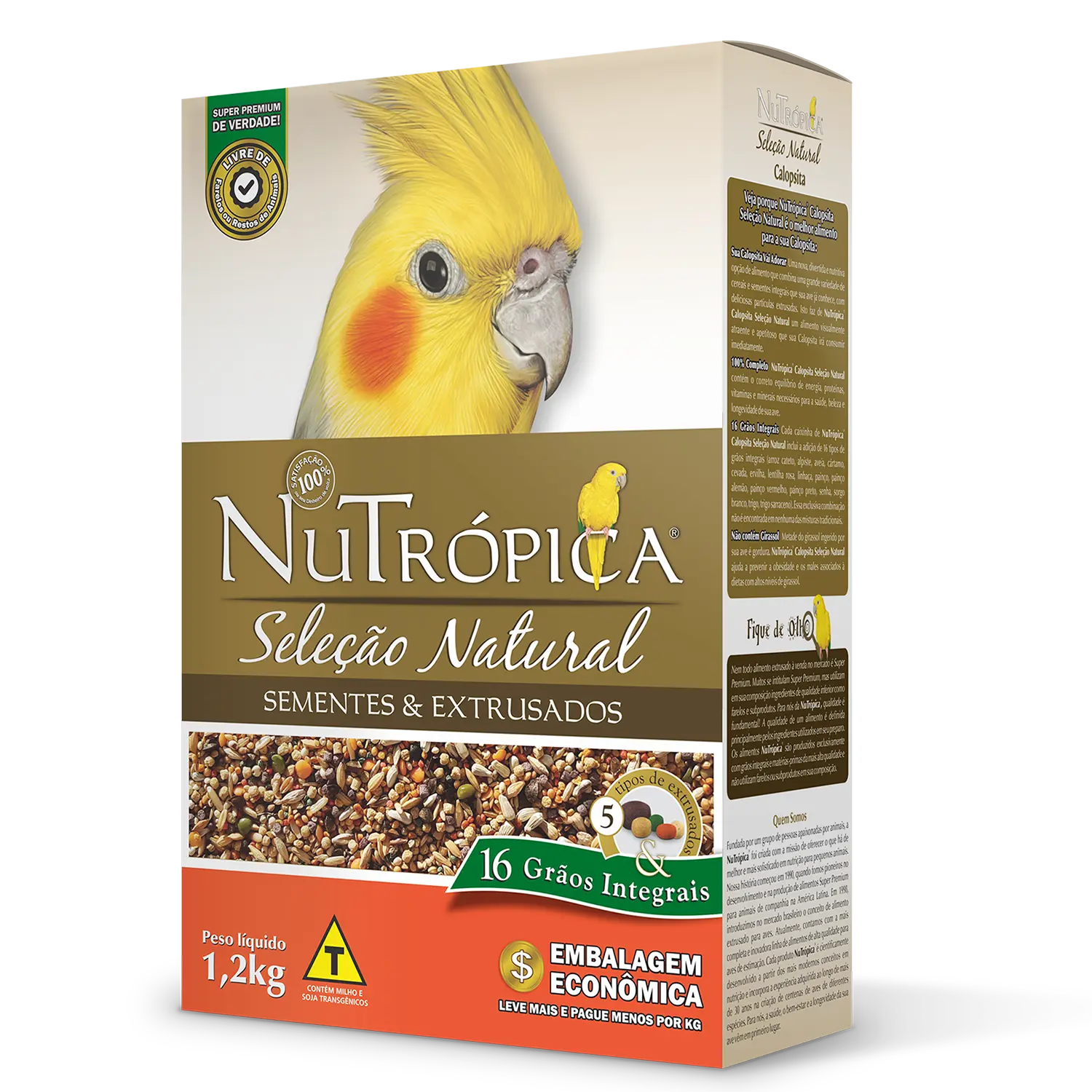 Ração Nutrópica Sementes e Extrusados Natural para Calopsitas