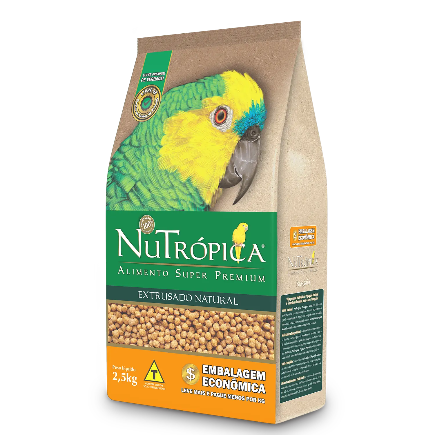 Ração Nutrópica Papagaios Extrusado Natural - 2,5 kg