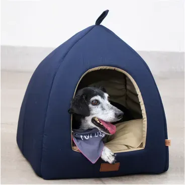 Cabana-Flat-Fabrica-Pet-Azul-Marinho-com-pet-deitado