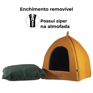 Cabana-Flat-Fabrica-Pet-Mostarda-com-almofada-fora-da-cabana