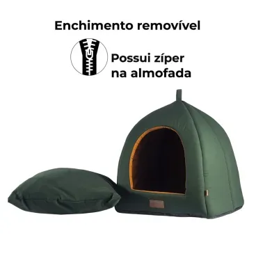 Cabana-Flat-Fabrica-Pet-Verde-com-almofada-fora-da-cabana