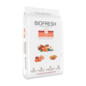 Racao-Biofresh-Caes-Senior-Racas-Pequenas-e-Minis-1Kg-foto-da-parte-da-frente-e-lateral-do-produto