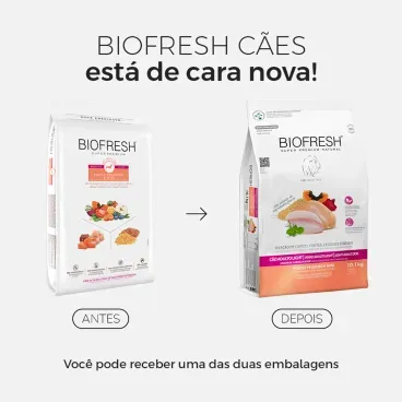 Racao-Biofresh-Light-Caes-Adultos-Racas-Pequenas-e-Minis-101Kg-foto-de-antes-e-depois-da-embalagem-do-produto