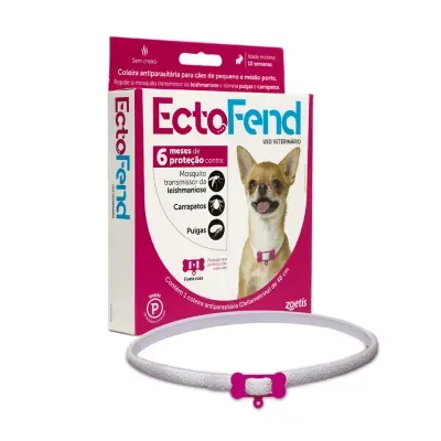 Coleira Antipulgas e Carrapatos Ectofend Rosa para Cães Pequenos e Médios
