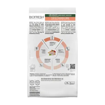 Racao-Biofresh-Caes-Adultos-Racas-Pequenas-e-Minis-1Kg-foto-da-parte-de-tras-da-embalagem-da-racao
