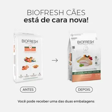 Racao-Biofresh-Caes-Adultos-Racas-Pequenas-e-Minis-101-Kg-foto-da-embalagem-antiga-e-da-nova