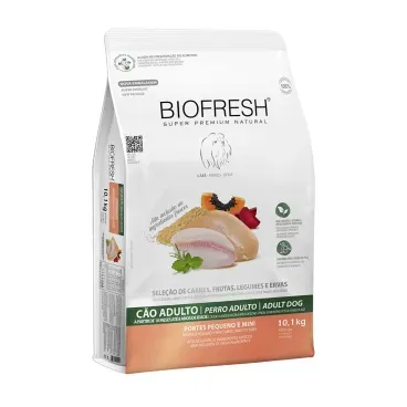 Racao-Biofresh-Caes-Adultos-Racas-Pequenas-e-Minis-101-Kg-foto-da-parte-lateral-da-embalagem-de-racao