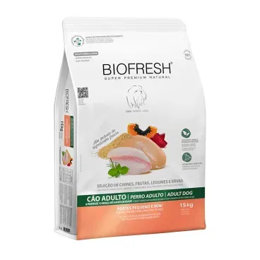 Racao-Biofresh-Caes-Adultos-Racas-Pequenas-e-Minis-15-Kg-foto-da-parte-lateral-da-embalagem-de-racao-