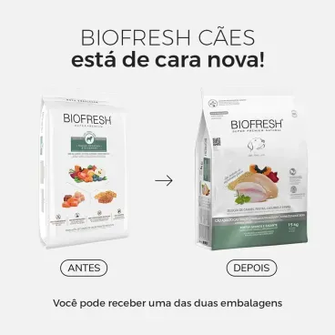 Racao-Biofresh-Caes-Castrados-Racas-Grandes-e-Gigantes-15Kg-foto-da-embalagem-antiga-e-da-nova