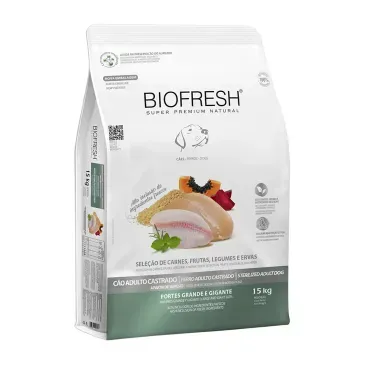 Racao-Biofresh-Caes-Castrados-Racas-Grandes-e-Gigantes-15Kg-foto-da-parte-lateral-da-embalagem-de-racao