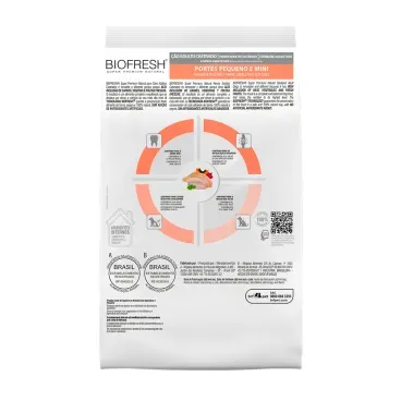 Racao-Biofresh-Caes-Castrados-Racas-Pequenas-e-Minis-101Kg-foto-da-parte-de-tras-da-embalagem-da-racao