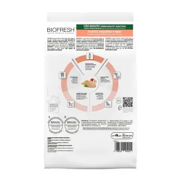 Racao-Biofresh-Caes-Adultos-Racas-Pequenas-e-Minis-Frango-101Kg-foto-da-parte-de-tras-da-embalagem-da-racao