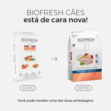 Racao-Biofresh-Caes-Filhotes-Racas-Pequenas-e-Minis-101Kg-foto-da-embalagem-antiga-e-da-nova
