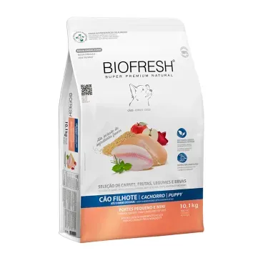 Racao-Biofresh-Caes-Filhotes-Racas-Pequenas-e-Minis-101Kg-foto-da-parte-lateral-da-embalagem-de-racao