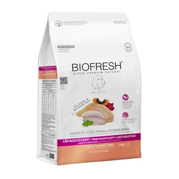 Racao-Biofresh-Light-Caes-Adultos-Racas-Pequenas-e-Minis-1Kg-foto-da-parte-lateral-da-embalagem-de-racao-