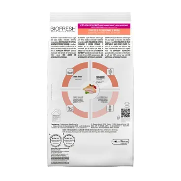Racao-Biofresh-Light-Caes-Adultos-Racas-Pequenas-e-Minis-3Kg-foto-da-parte-de-tras-da-embalagem-da-racao