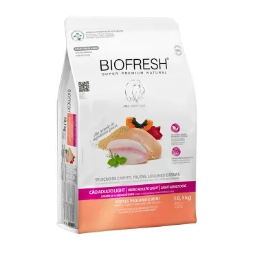 Racao-Biofresh-Light-Caes-Adultos-Racas-Pequenas-e-Minis-101Kg-foto-da-parte-lateral-da-embalagem-de-racao