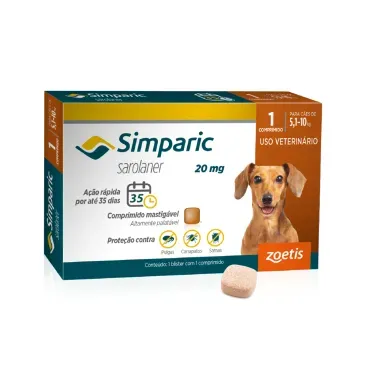 Antipulgas-Simparic-5-a-10kg-Caes-20mg-1-comprimido-foto-principal-da-embalagem-e-comprimido-