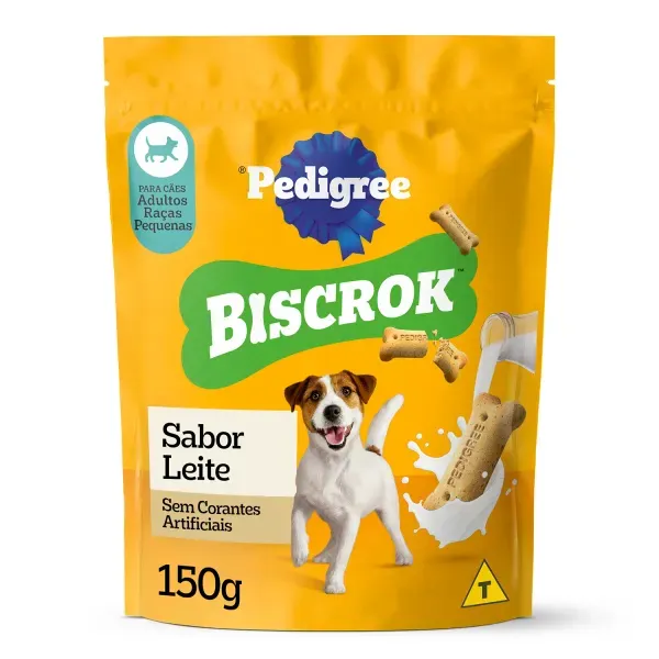 Biscoito Pedigree Biscrok para Cães Adultos Raças Pequenas Leite 150 g