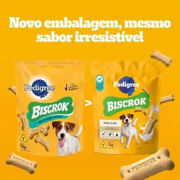 Biscoito-Pedigree-Biscrok-para-Caes-Adultos-Racas-Pequenas-Leite-1Kg-foto-da-embalagem-antiga-e-nova