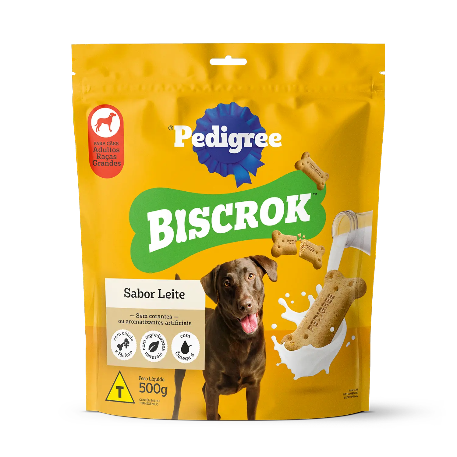 Biscoito Pedigree Biscrok para Cães Adultos Raças Grandes Leite