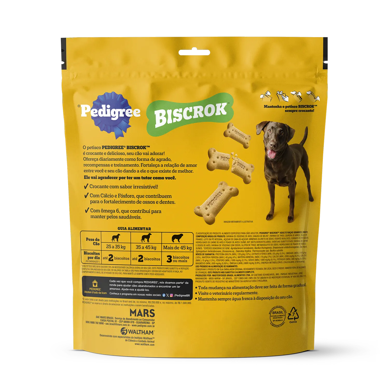 Biscoito Pedigree Biscrok para Cães Adultos Raças Grandes Leite