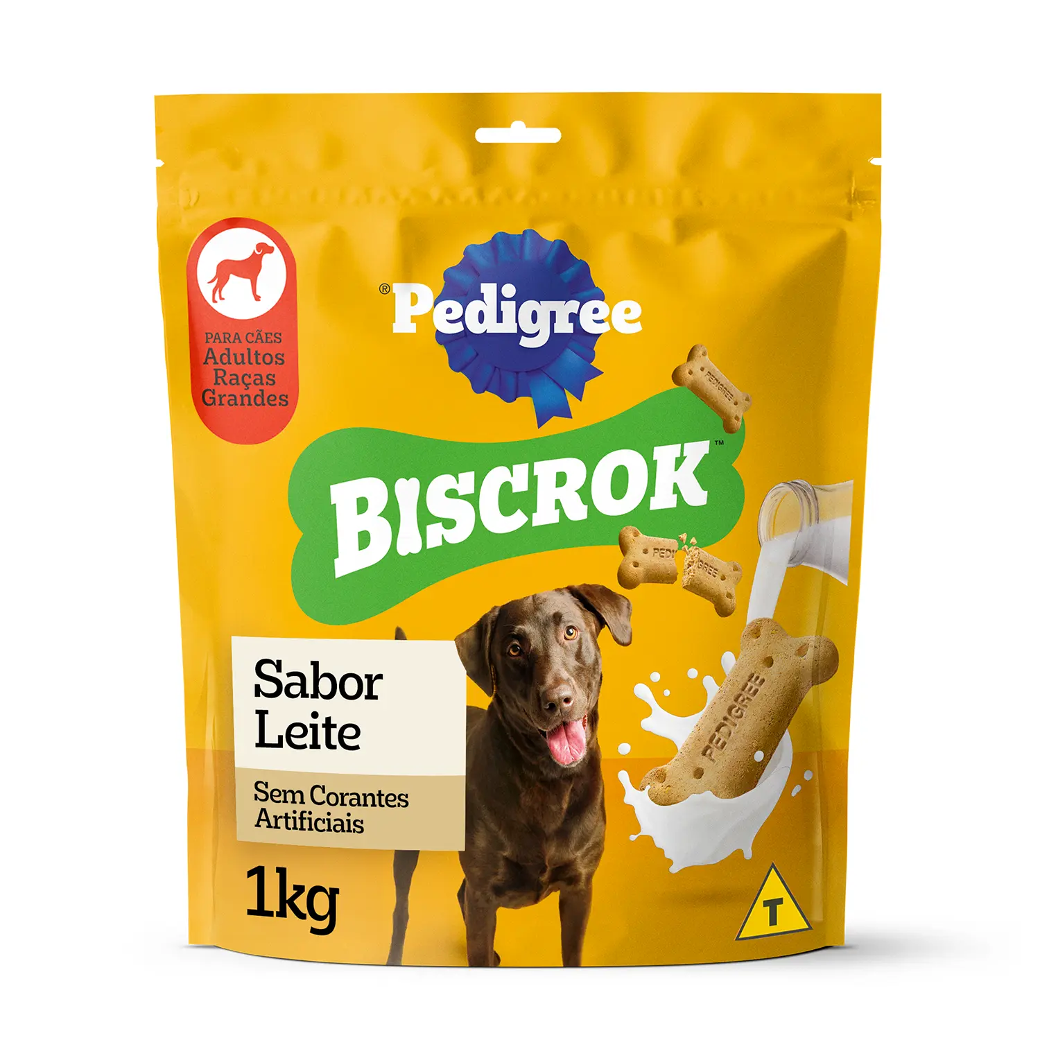 Biscoito Pedigree Biscrok para Cães Adultos Raças Grandes Leite