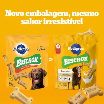 Biscoito-Pedigree-Biscrok-para-Caes-Adultos-Racas-Grandes-Leite-1Kg-foto-da-embalagem-antiga-e-nova