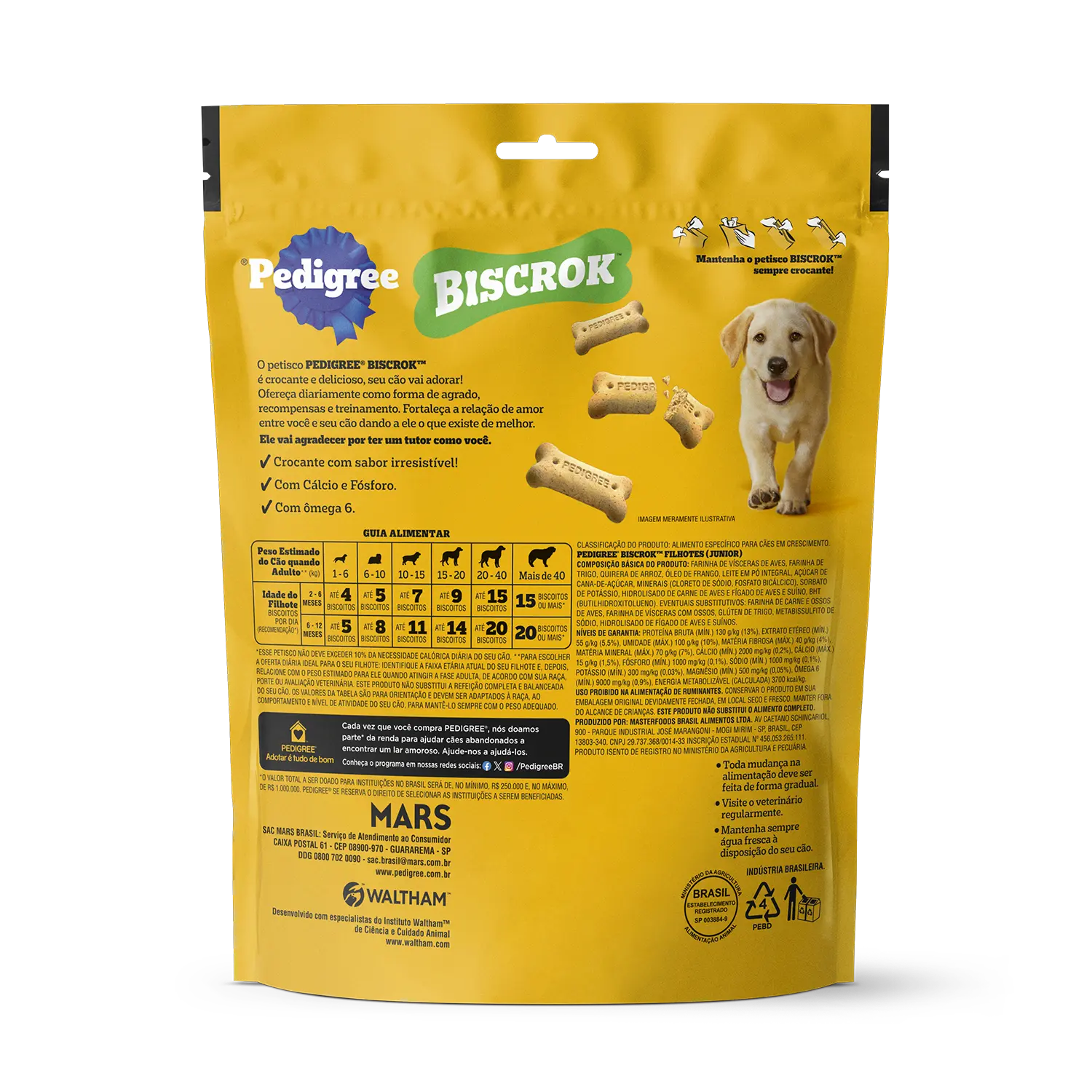 Biscoito-Pedigree-Biscrok-para-Caes-Filhotes-Leite-300g-foto-da-parte-de-tras-da-embalagem