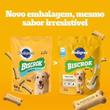 Biscoito-Pedigree-Biscrok-para-Caes-Filhotes-Leite-300g-foto-da-embalagem-antiga-e-nova