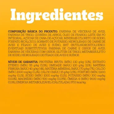 Biscoito-Pedigree-Biscrok-para-Caes-Filhotes-Leite-300g-foto-com-texto-sobre-os-ingredientes-