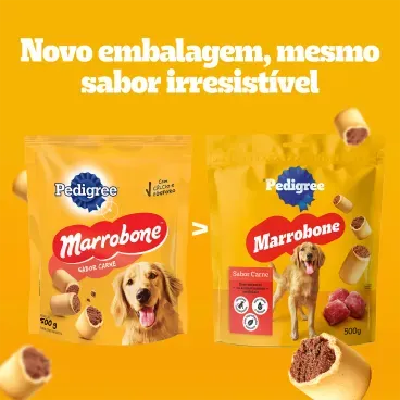 Biscoito-Pedigree-Marrobone-para-Caes-Adultos-Carne-500g-foto-da-embalagem-antiga-e-nova-