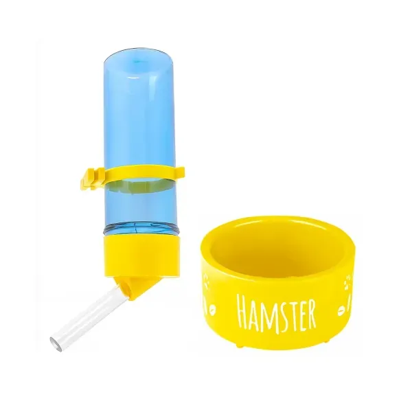 Kit Comedouro e Bebedouro Hamster Animalíssimo Amarelo Único