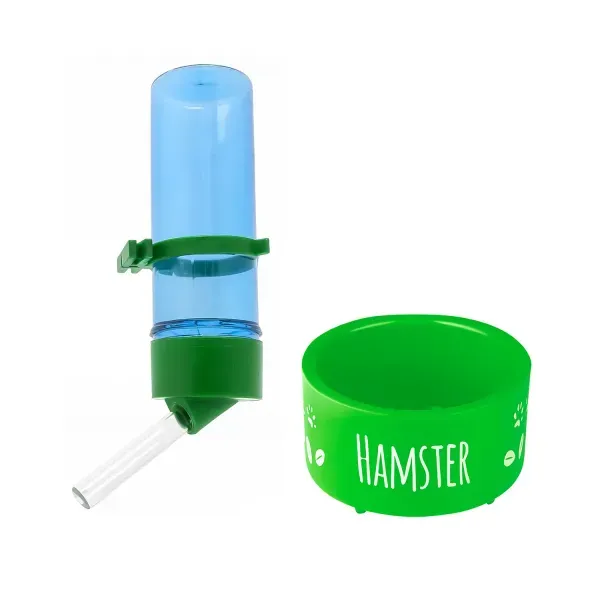 Kit Comedouro e Bebedouro Hamster Animalíssimo Verde Único