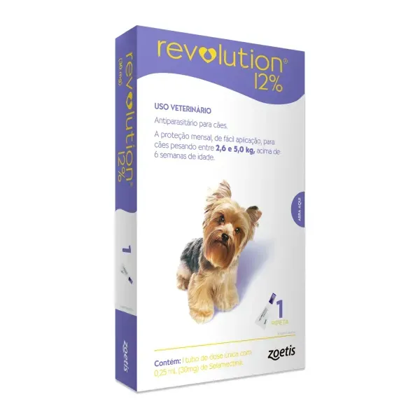 Antipulgas Revolution 12% para Cães de 2,6kg a 5kg 1 pipeta